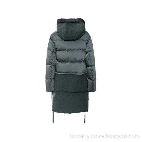 Long Duck Down Coat Custom Hooded Zipper Jacket